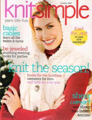 Cabled Hoodie Vest, cover, Knit Simple Magazine, Holiday2007